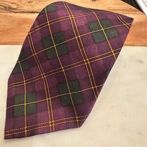 Ralph Lauren | Men’s SILK purple gold green  3 7/8” x 55” purple plaid tie USA